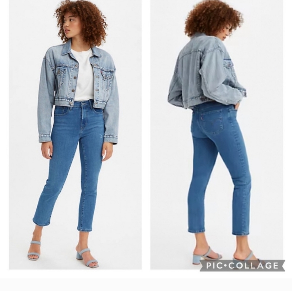 Levi's 724 High‎ Rise Straight Crop Distressed Jeans Size 30